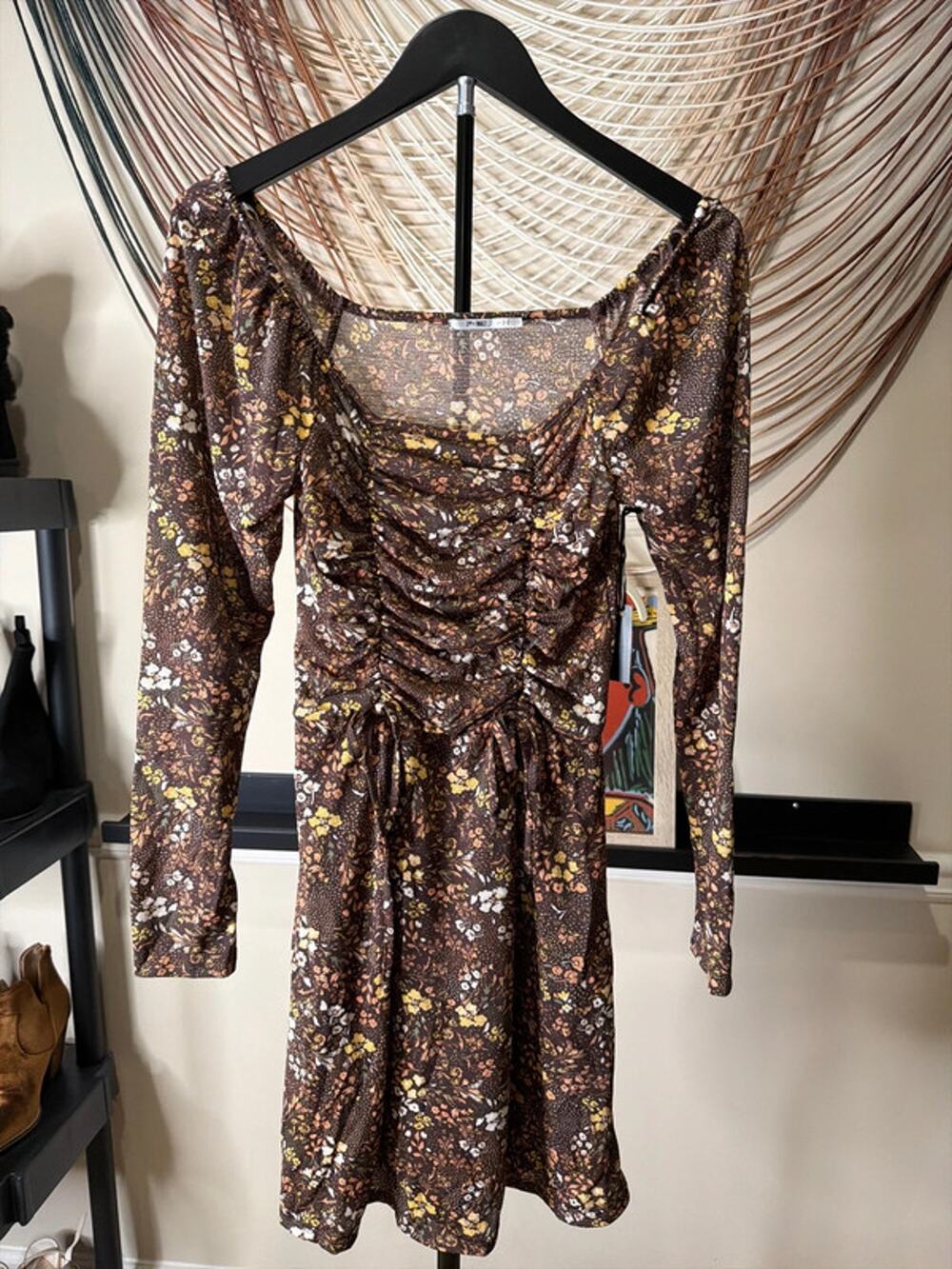 3rd malt NWT S brown floral summer dress 3008